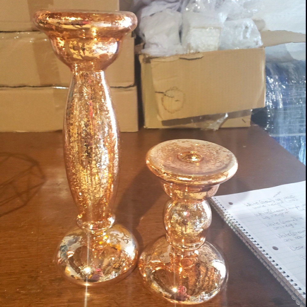 Rose gold candle stick stands